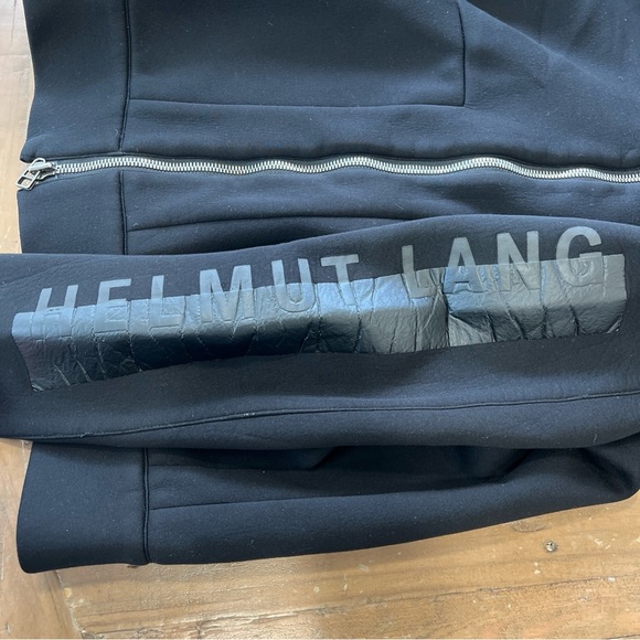 Helmut Lang Jacket Sweatshirt Black Small Dual Zip Front Logo Arm Made In USA - Picture 10 of 14